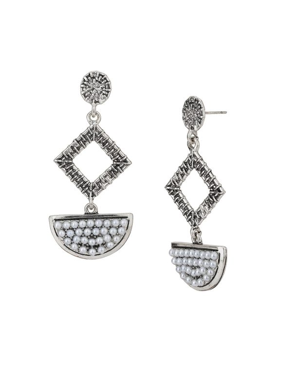 Carlton London Rhodium Plated White Beaded Drop Earring For Women For Discount