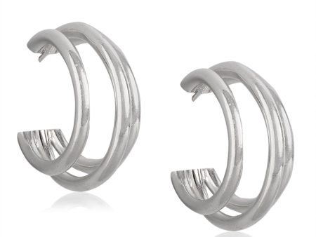 Rhodium Plated Stylish Half Hoop Earring For Women Cheap