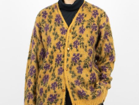 Mohair Cardigan Floral Yellow For Discount