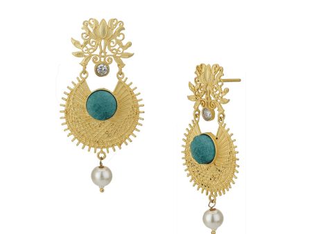 Carlton London Gold Plated Cz Contemporary Drop Earring For Women Online Sale