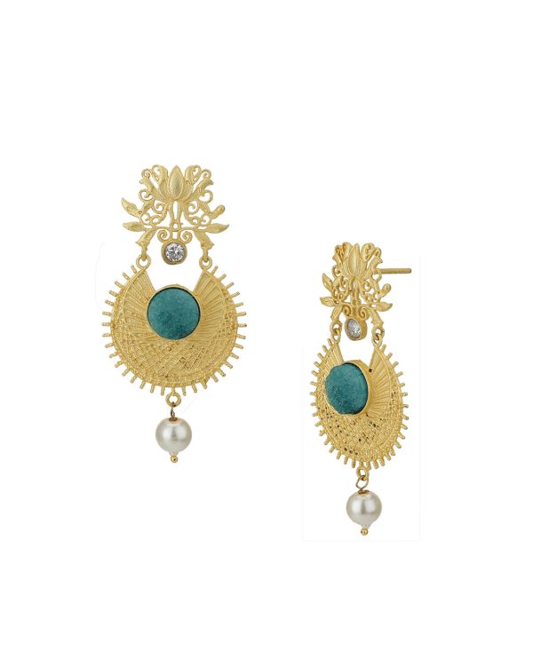 Carlton London Gold Plated Cz Contemporary Drop Earring For Women Online Sale