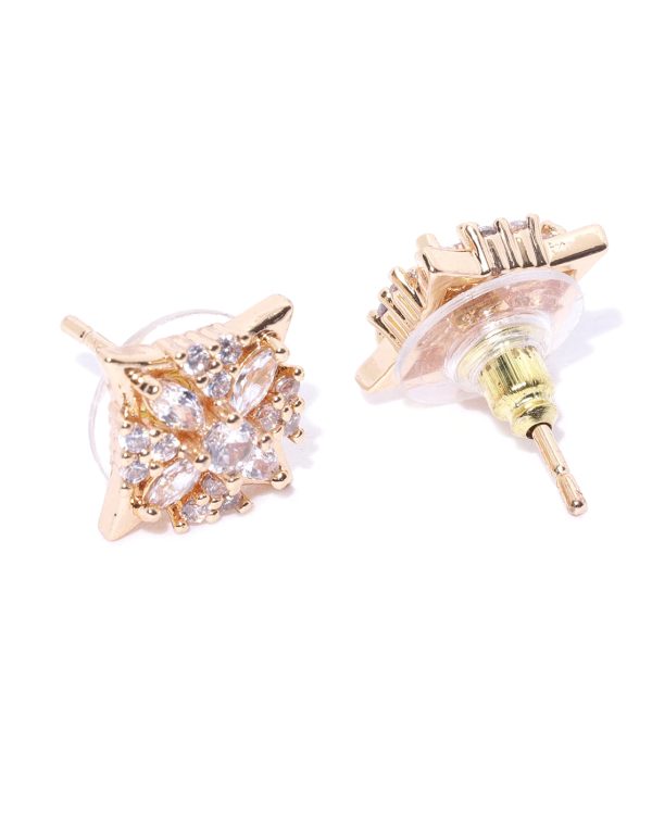 Carlton London Gold Plated Cz Square Stud Earring For Women Online now