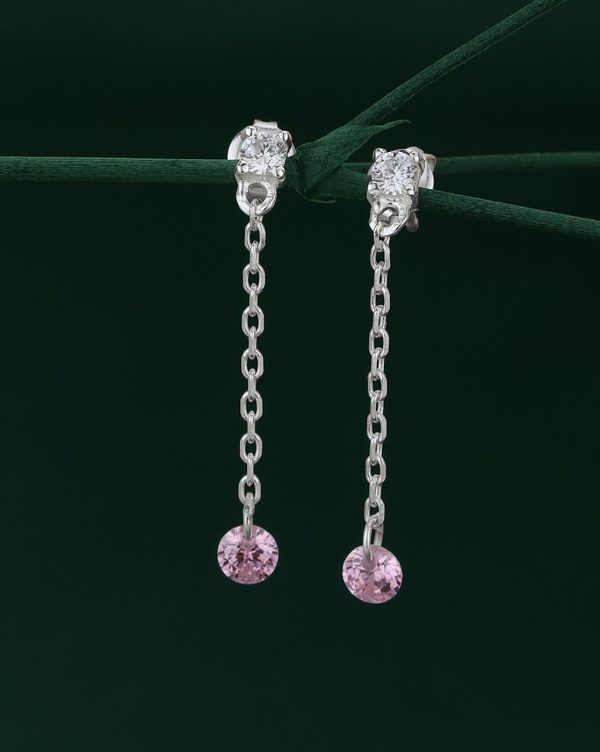 Carlton London  Rhodium Plated Drop Earrings Dangling Cz Cheap