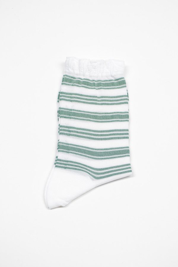 AM-781 Border Socks Green White For Cheap