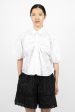 Front Bow Gathered Puff Sleeve Shirt White Sale