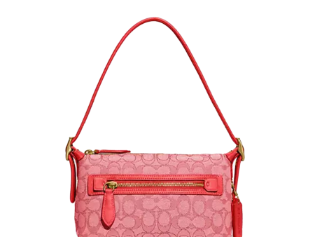 Coach Signature Jacquard Demi Shoulder Bag - Sport Red Online Hot Sale