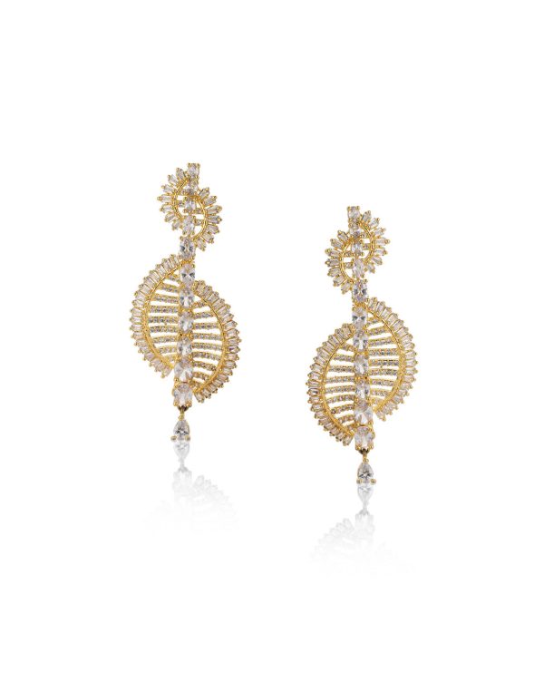 Carlton London Gold Plated Cz Drop Earring For Women Sale