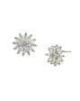 Rhodium Plated Cz Floral Stud Earring For Women For Cheap