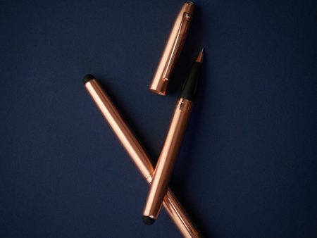 Carlton London Rose Gold Metal Pen With Swarovski Crystal And Stylus Hot on Sale