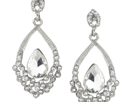 Rhodium Plated With Crystal Fancy Drop Earring For Women Sale