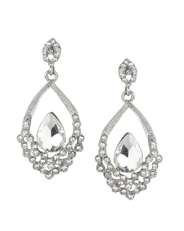 Rhodium Plated With Crystal Fancy Drop Earring For Women Sale