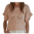 Cali Short Sleeve Crochet Knit Sweater Hot on Sale