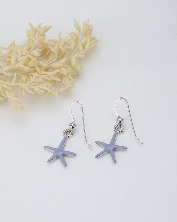 925 Sterling Silver Rhodium Plated And Enamel Star Drop Earring For Women Fashion