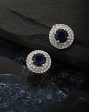 Carlton London Rhodium Plated Navy Blue Stone Circular Stud Earring For Women Discount