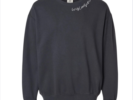 Wisconsin Script Embroidered Sweatshirt Online now