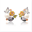 Enamel Ladybug Flower Cluster Studs Sale