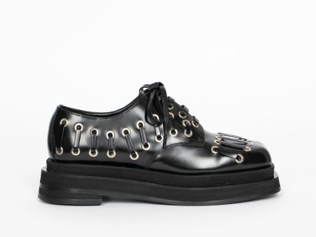 Heart Toe Platform Grommet Brogue Black Online Hot Sale