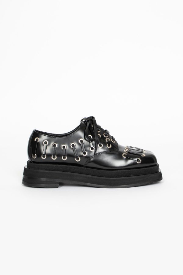 Heart Toe Platform Grommet Brogue Black Online Hot Sale