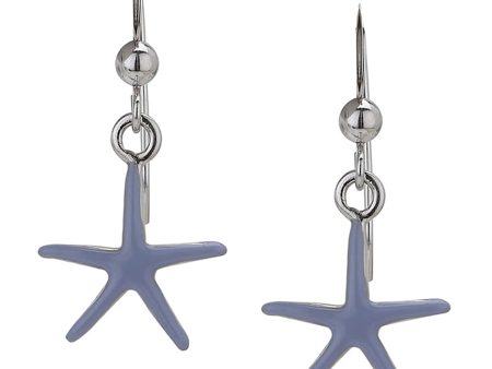 925 Sterling Silver Rhodium Plated And Enamel Star Drop Earring For Women Fashion