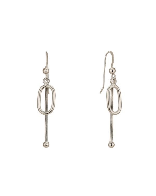 Rhodium Plated Contemporary Fancy Drop Earring Supply