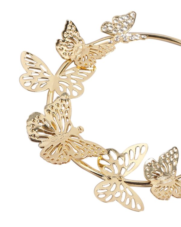 Gold Plated With Cz & Butterfly Bold Hoop Earring For Women Supply