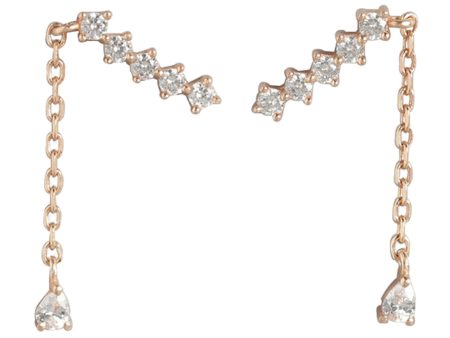 18Kt Rose Gold Plated Cz Fancy Ear Climber With Tassle Earring Online now