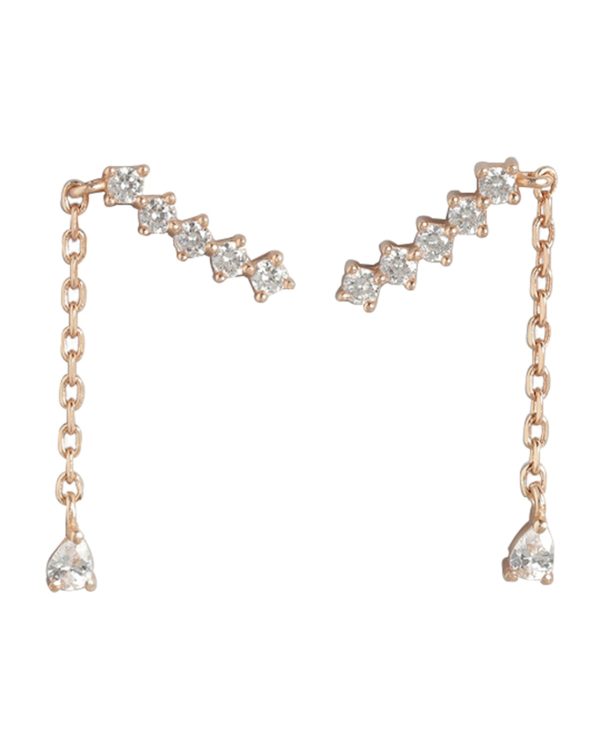 18Kt Rose Gold Plated Cz Fancy Ear Climber With Tassle Earring Online now