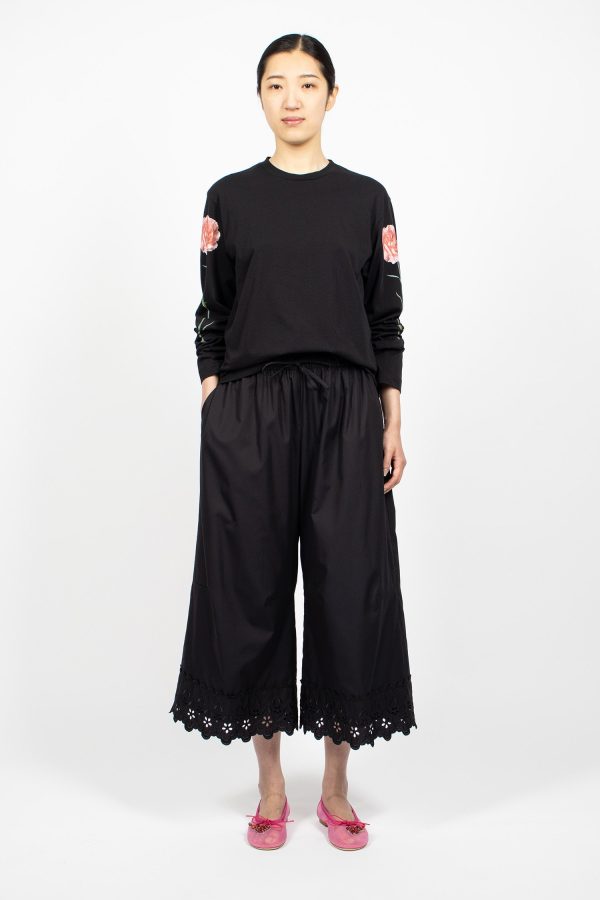 Ruffle Waist Trimmed Trouser Black Online Hot Sale