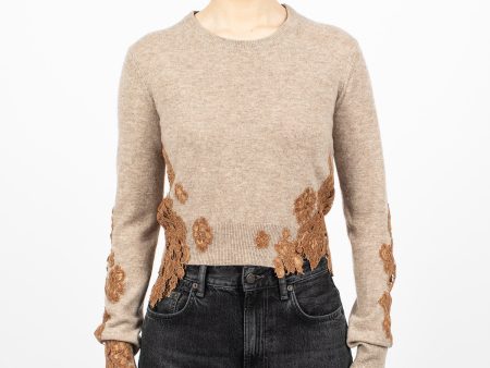 Lace Patch Knit Jumper Beige For Cheap