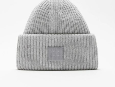 Ribbed Knit Beanie Light Grey Melange Sale