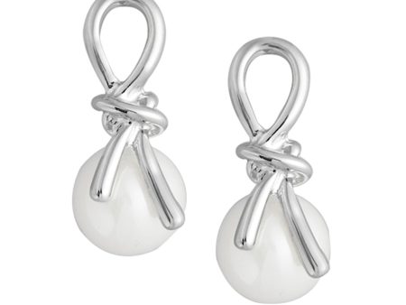 Silver Plated & Pearl Contemporary Drop Earring For Women For Discount