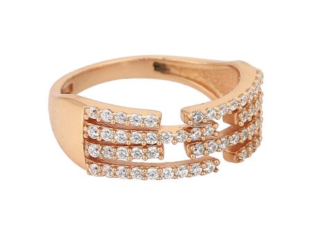 Carlton London Rose Gold Plated Cz Studded Adjustable Contemporary Finger Ring For Women Fashion