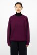 Ribbed Raglan Crewneck Plum For Sale