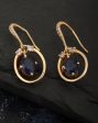 Carlton London Gold Plated Blue Stone Oval Drop Earring For Women For Discount