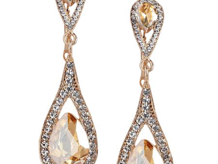 Tear Drop Rose Gold Plated With Crystal Classic Drop Earring Fashion