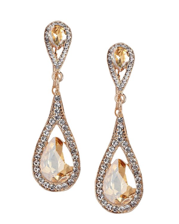 Tear Drop Rose Gold Plated With Crystal Classic Drop Earring Fashion