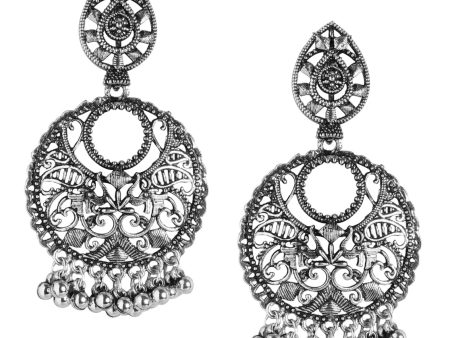 Silver Plated & Oxidised Fancy Drop Earring For Women on Sale