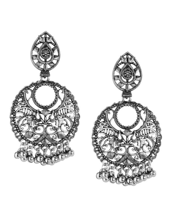 Silver Plated & Oxidised Fancy Drop Earring For Women on Sale