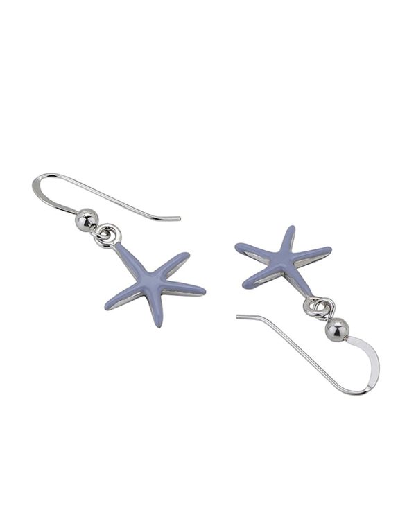 925 Sterling Silver Rhodium Plated And Enamel Star Drop Earring For Women Fashion