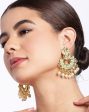 Gold Plated Pearl Enamel Chandelier Jhumka Earring For Women Sale