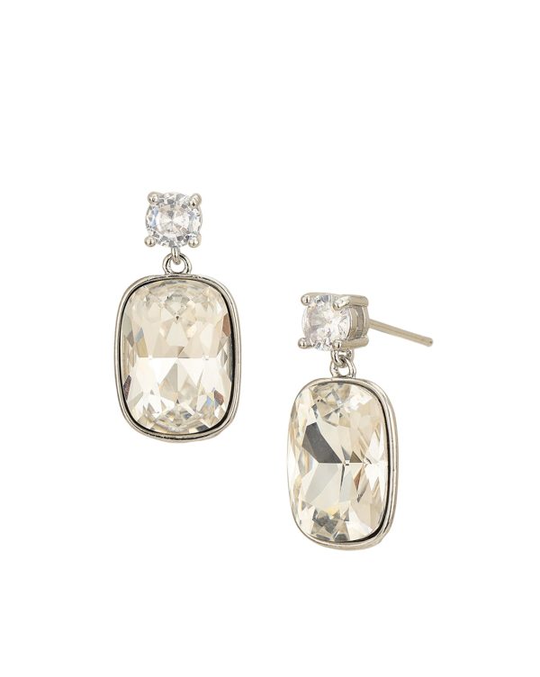 Silver Plated With Crystal Drop Earring For Women Online Hot Sale