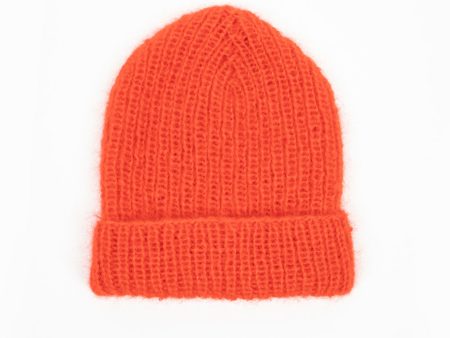 English Coast Hand Knitted Beanie Orange Red For Discount