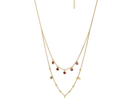 18Kt Gold Plated With Cz Double Chain Necklace Discount