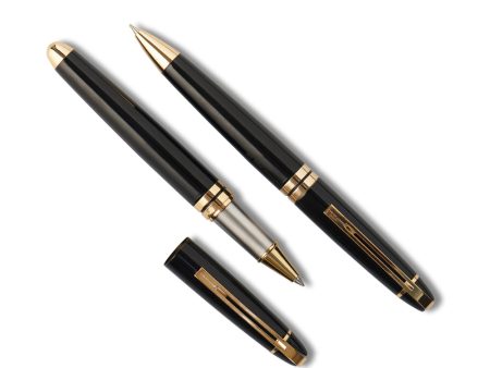 Carlton London Set Of 2 Black Twist And Roller Metal Pens Online Hot Sale