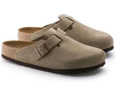 Birkenstock Men s Boston Soft Footbed Suede Leather - Taupe For Discount