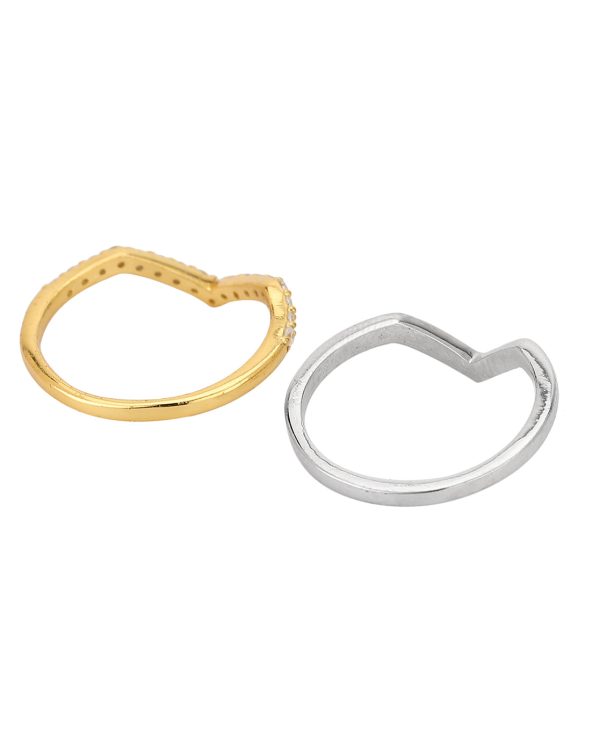 Carlton London Gold & Silver Plated Set Of 2 Contemporary Finger Rings For Women Online Sale