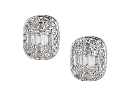 Rhodium Plated With Cz Petite Stud Earring For Women on Sale