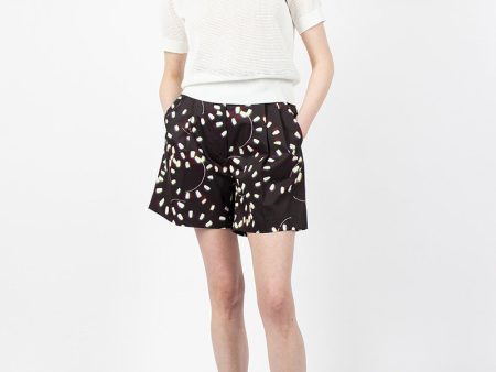 Printed Pleat Shorts Black Fashion