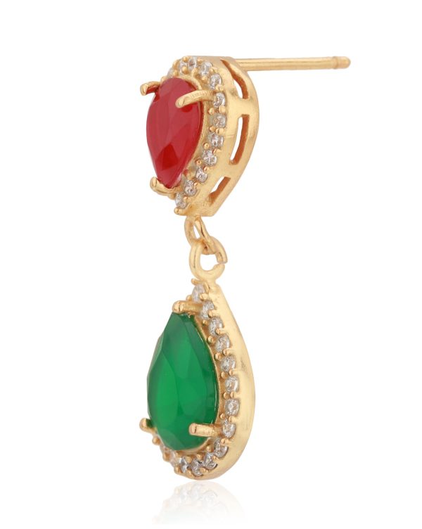 Carlton London Gold Plated With Stone Teardrop Drop Earring For Women Fashion