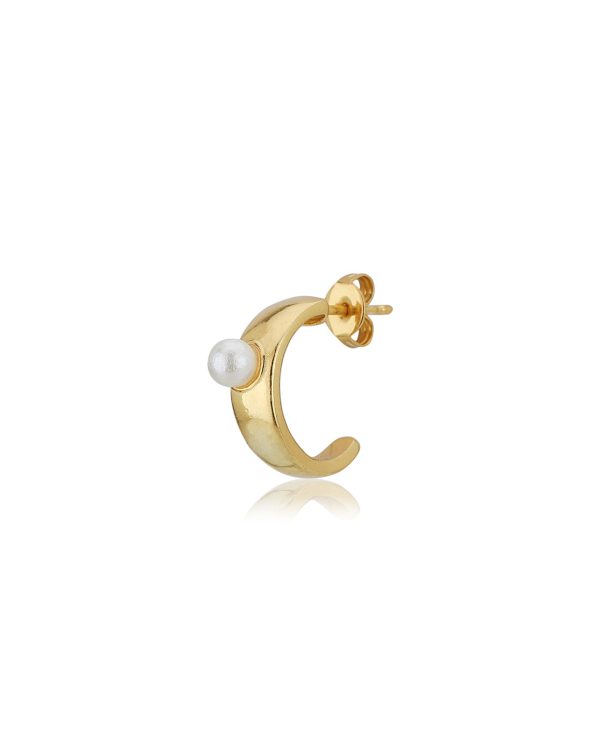 Carlton London 18Kt Gold Plated Classic Half Hoop Earrings With Pearl Cheap